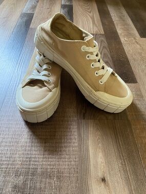 Mad Love Beige Canvas Platform Sneakers